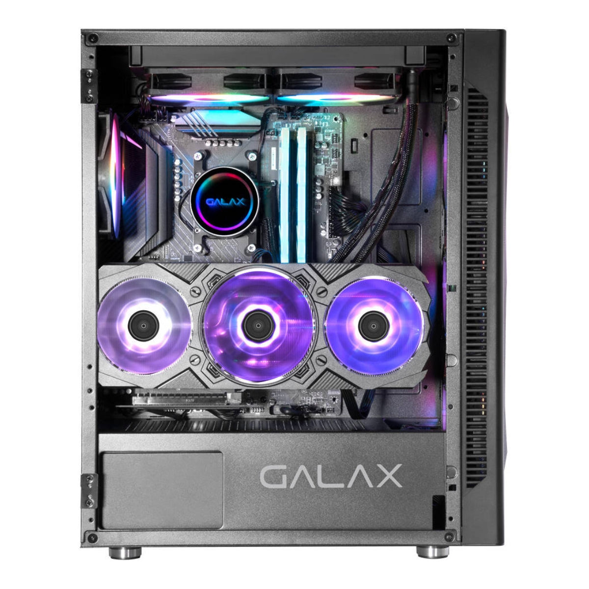 GALAX ALLSYNC Mid Tower ATX PC Case Tempered Glass Side Panel Remote Customization Peak Airflow Fits Up to 6*120mm Fans 360mm Radiators USB 3 0/2 0 HD Audio |Black