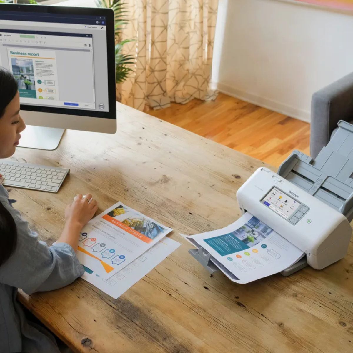 Brother ADS-4700W Professional Wireless Desktop Scanner, 40ppm Simplex/80ipm Duplex Scanning, 600x600dpi Resolution, 4.3" Touchscreen, 80-Page ADF, USB/Wi-Fi & Ethernet, White | 5WDE0800173