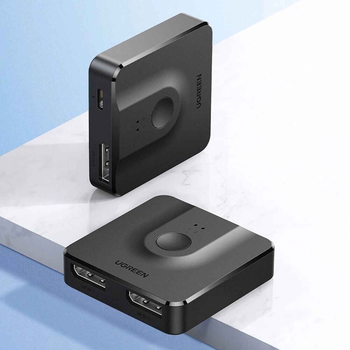 UGREEN CM430 2-in-1 DisplayPort Switch | 2× DisplayPort Input to 1× DisplayPort Output | 4K / 1080P | Black | 60622