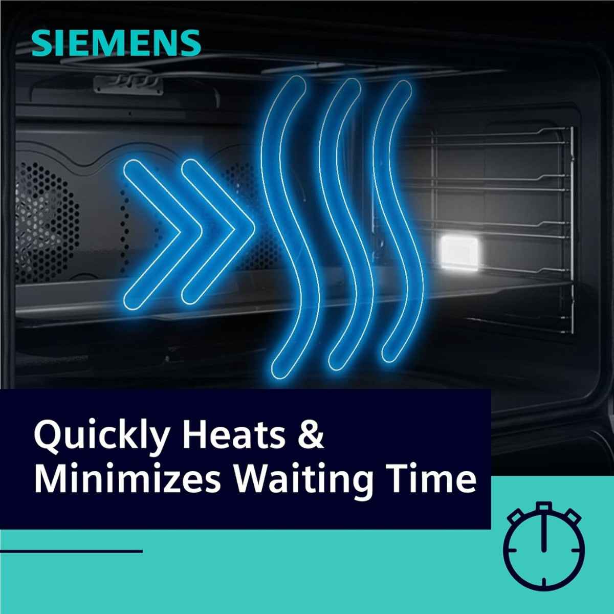 Siemens iQ300 Free-Standing Electric Cooker HK8Q3A150M Ceramic Hob, Stainless Steel, Digital Display, 66L Volume, 60cm Cooker, Ceramic Cooker, 6 Cooking Modes, Red LED Display With Knob Control Interface