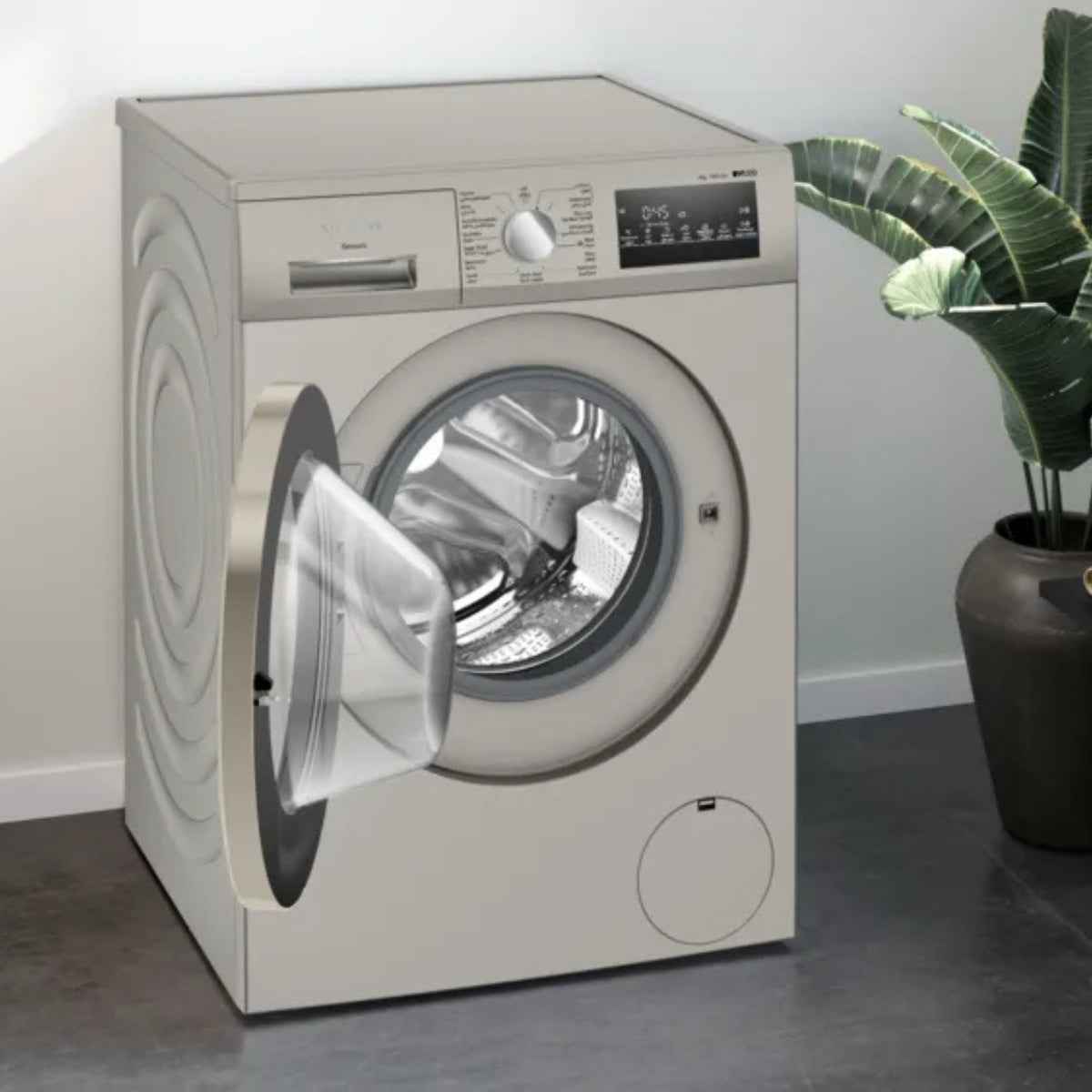 Siemens iQ300 8kg Front Load Fully Automatic Washing Machine WM14U28XGC, Capacity, iQ drive Motor, 1400 RPM Max Spin Speed, wave Drum, Speed Pack L, Silver Inox
