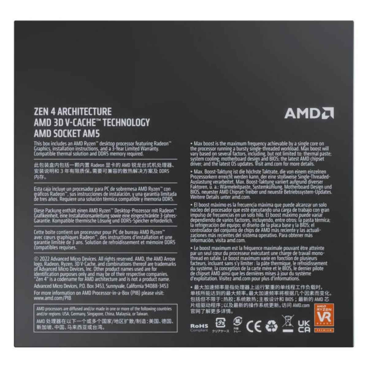 AMD Ryzen 7 7800X3D AM5 Desktop Processor | 8 Cores & 16 Threads | Up to 5.0GHz Max Boost | 96MB L3 Cache | AMD Radeon™ Graphics | DDR5 Memory Support | 100-100000910WOF