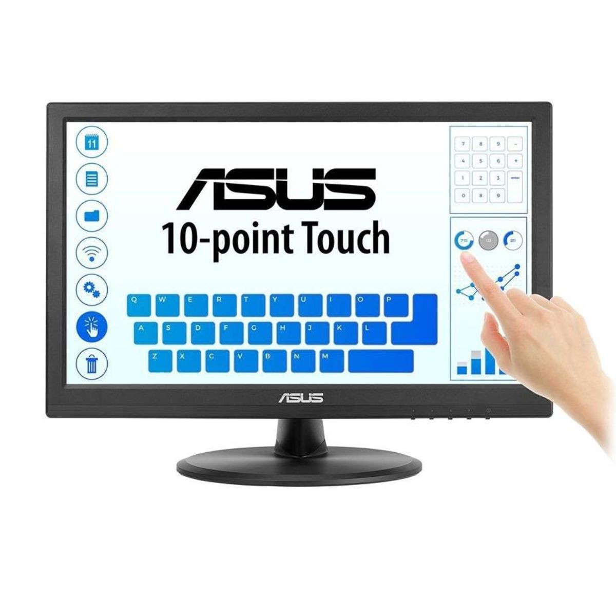 ASUS VT168HR Touch Monitor, 16" 1366x768 WXGA Touch Display, 60Hz Refresh Rate, 5ms Response Time, 262K Display Colors, TN Panel, 16 9 Aspect Ratio, HDMI/VGA, Black | 90LM02G1-B04170