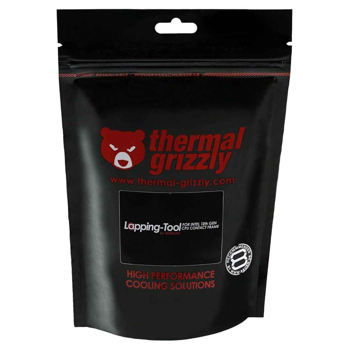 Thermal Grizzly Lapping Tool for Intel 12th Gen CPU Contact Frame | Acrylic Glass | 400 / 1200 / 2500 Grit Sanding Paper | TG-ILT-12G
