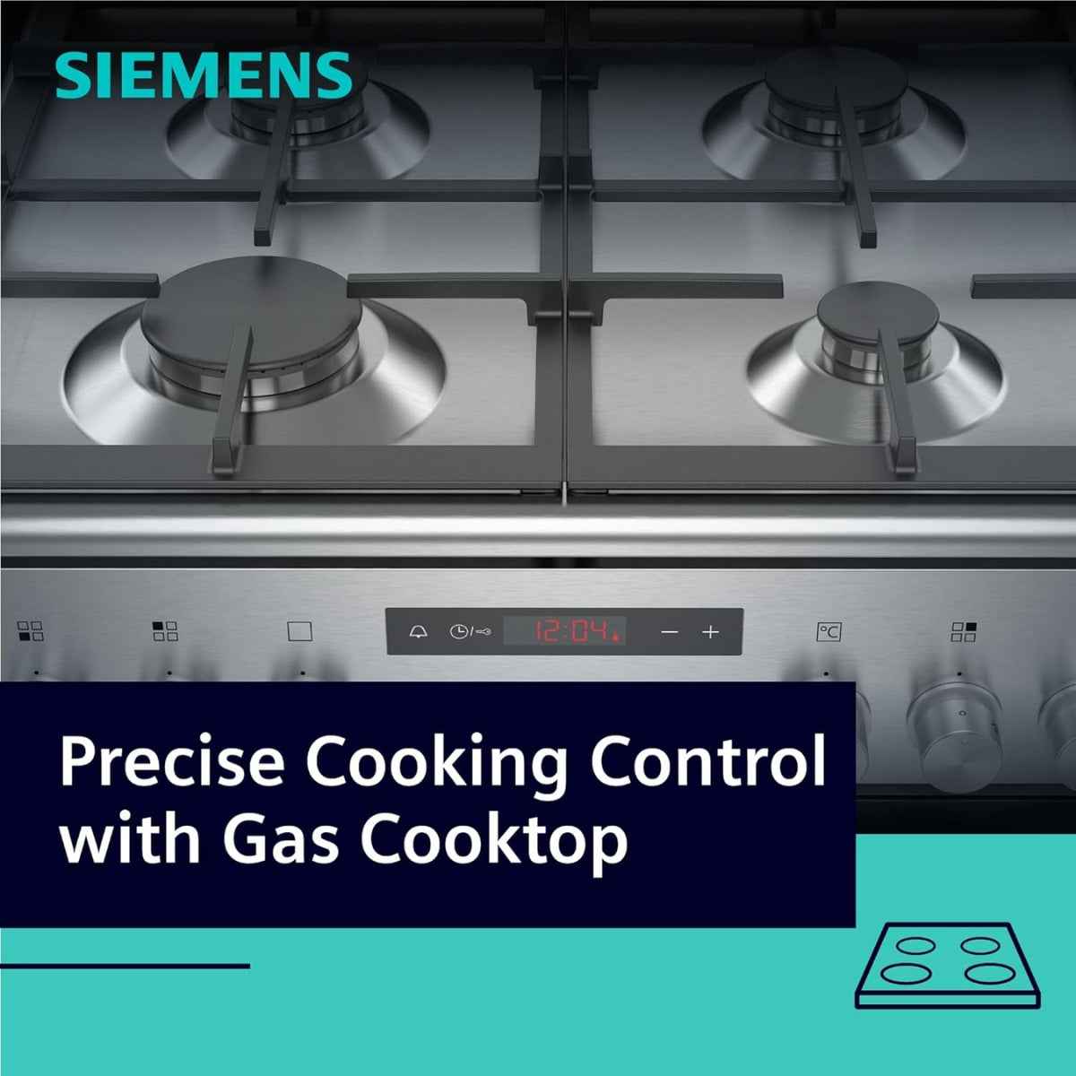 Siemens iQ300 Combination Mixed Cooker HX8P3AE50M 60X60 Cm 66L Usable Volume, Integrated Cleaning System, 6 Cooking Modes, Red LED Display with Knob Control Interface, Stainless Steel