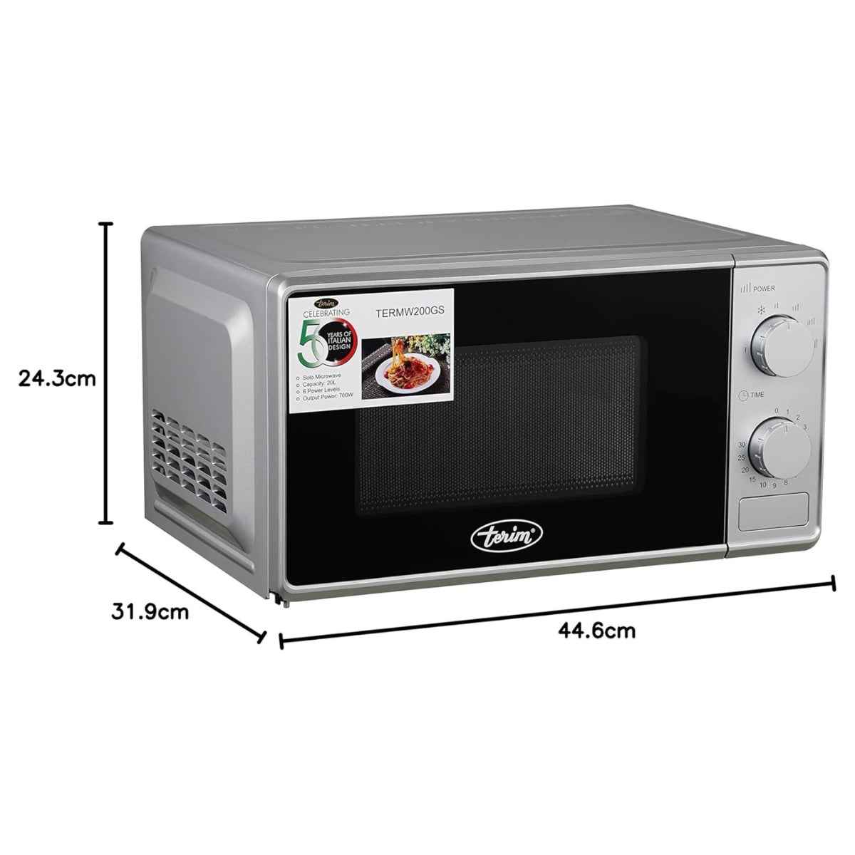 Terim TERMW301GB 30L Microwave + Grill – Black Finish with Grill Functionality – Ideal for UAE Kitchens
