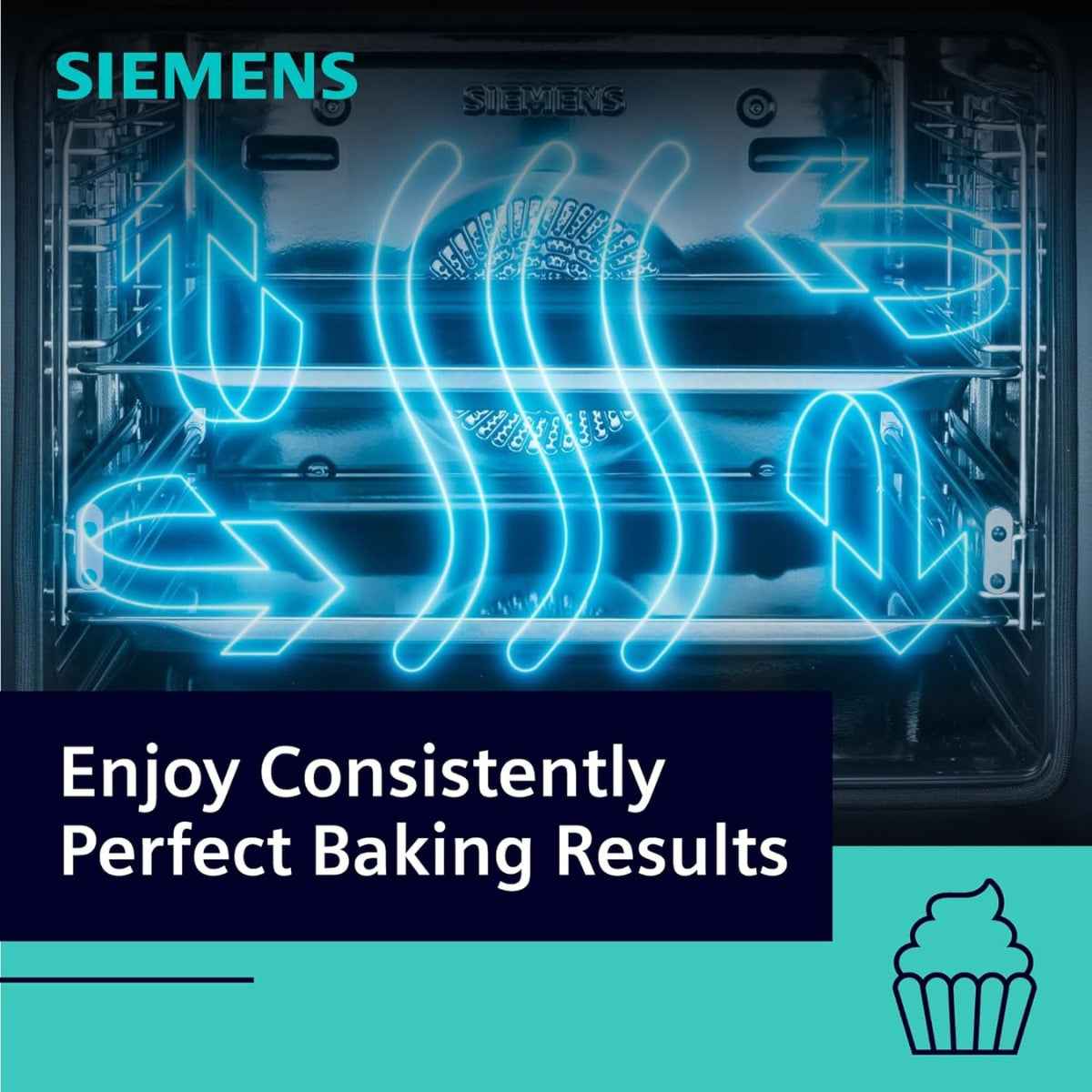Siemens iQ300 Free-Standing Electric Cooker HK8Q3A150M Ceramic Hob, Stainless Steel, Digital Display, 66L Volume, 60cm Cooker, Ceramic Cooker, 6 Cooking Modes, Red LED Display With Knob Control Interface