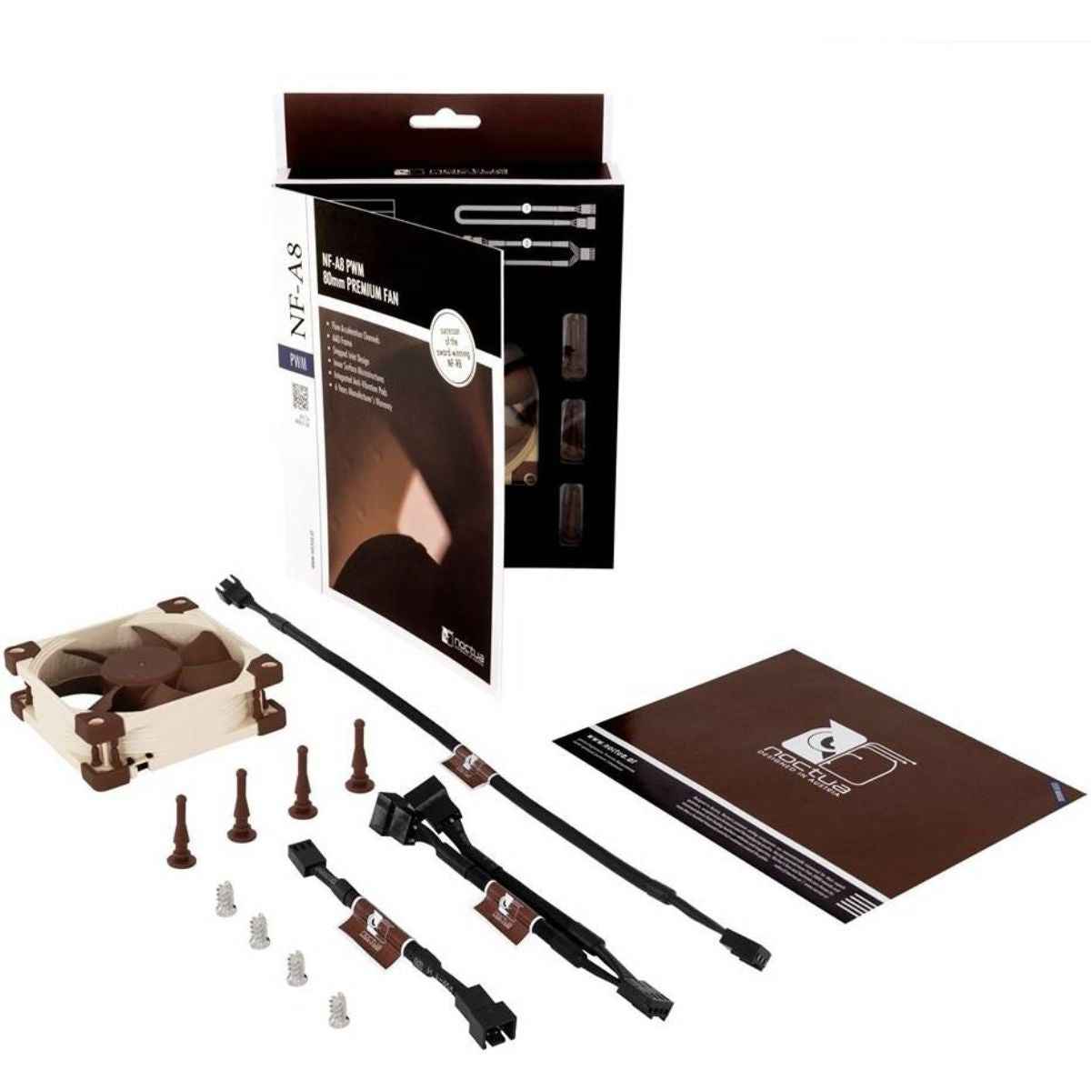 Noctua NF-A8 PWM Premium 80mm Cooling Fan, 2200 RPM, 32.67 CFM Airflow, Ultra-Quiet 17.7 dB(A), SSO2 Bearing, Brown | NF-A8 PWM