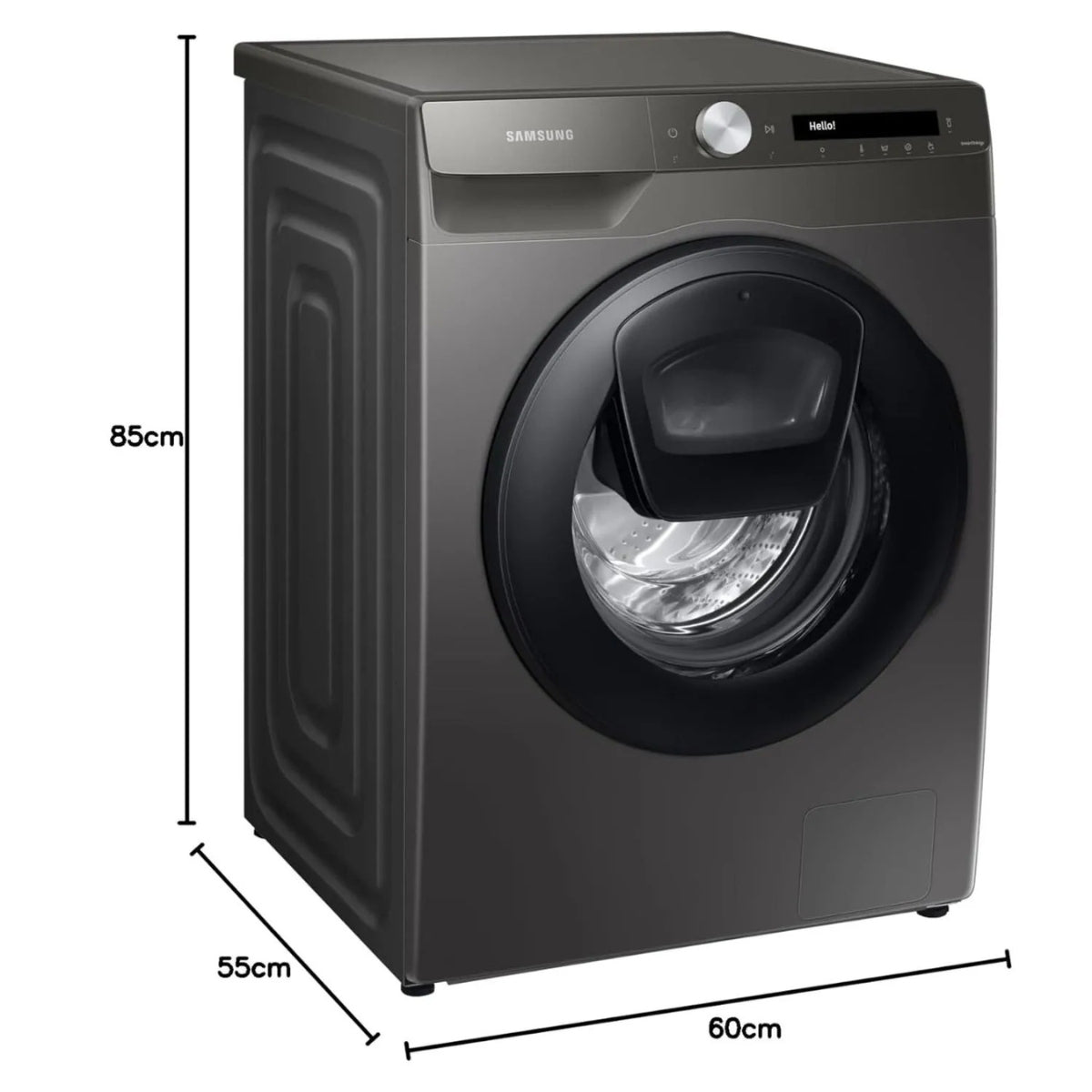 Samsung Front Load Washing Machine WW80T554DAN 8Kg, 1400 RPM, Eco bubble™, 15 Quick Wash, Color Grey (International Version)