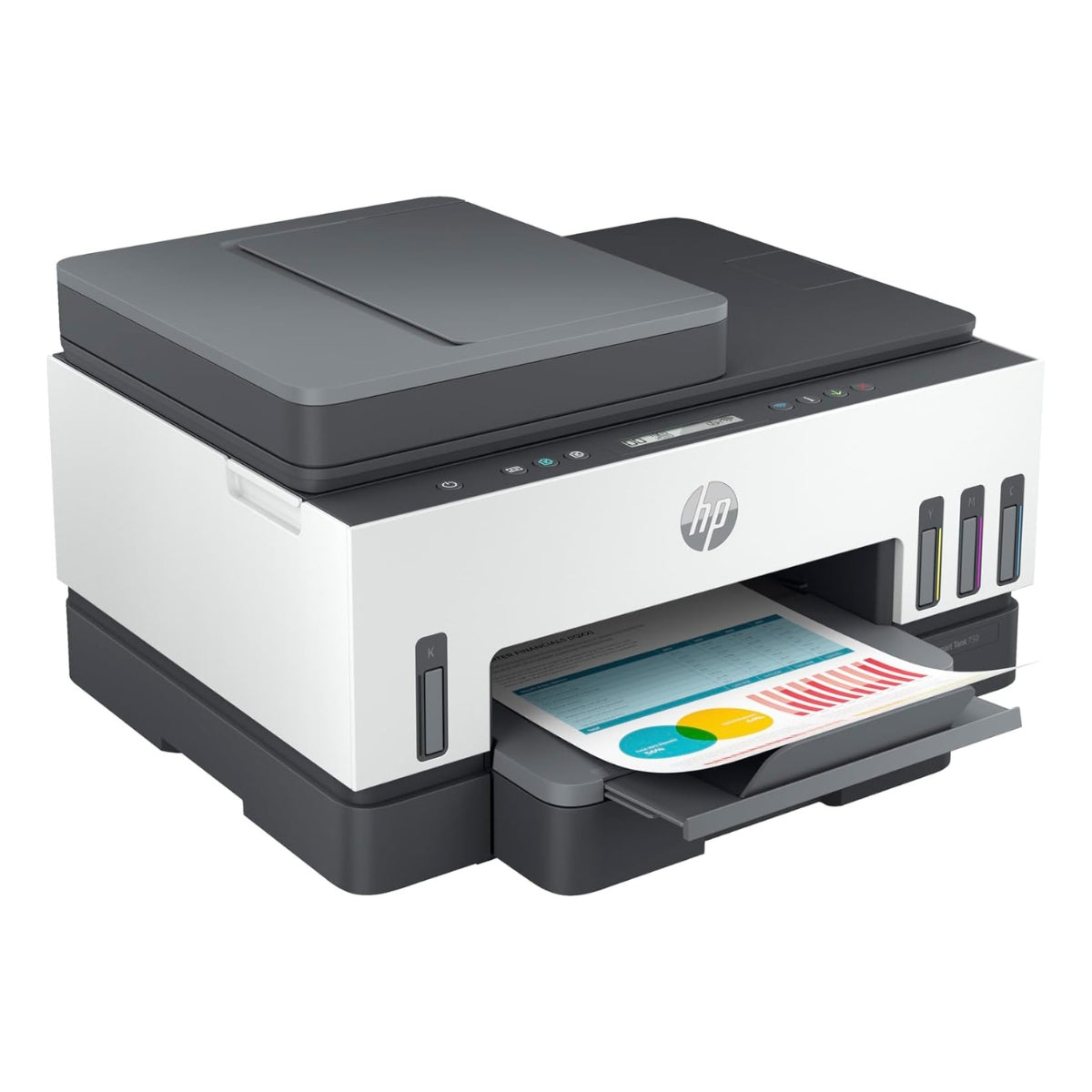 HP Smart Tank 750 All-in-One Printer Wireless, Print, Scan, Copy, Auto Duplex Printing, Auto Document Feeder, Print up to 18000 black or 8000 color pages, White/Grey