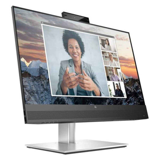 HP E24m G4 Monitor, 23.8" FHD IPS Display, 75Hz Refresh Rate, 5ms GtG Response Time, 5 Mega-Pixel Webcam, 25 Degrees Tilt Adjustability, Built-In Speakers & Echo-Cancelling Dual Mics, Black