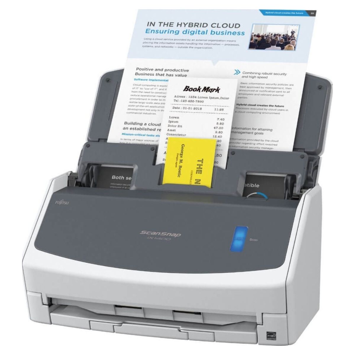 Ricoh iX-1400 Scan Snap A4 Document Scanner, 50 sheets ADF, 600 dpi, 40 ppm (Mono /40 ppm (Colour), USB 3.2 Gen 1, Dual CIS | PA03820-B001
