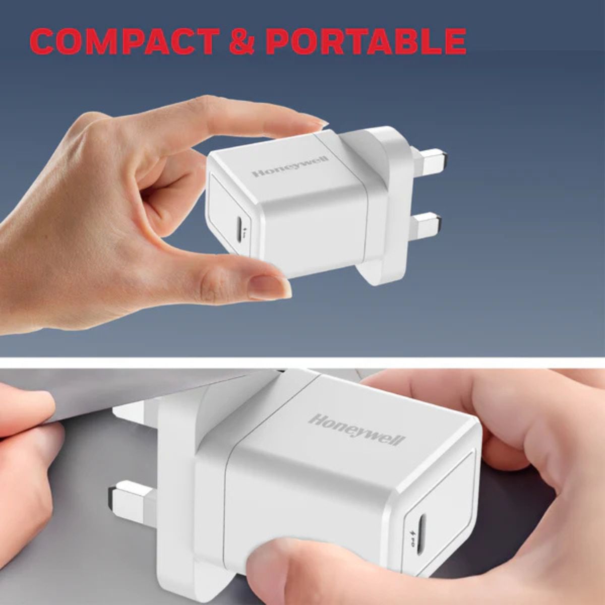 Honeywell Zest Charger PD20W, Type C Fast Wall Charger, Ultra-Fast Charging Compatible with iPhone, iPad, Samsung, Smartphones, Tablets, Power Banks, Smart Watch, White | HC000025/CHG/PD/WHT/20W/UK