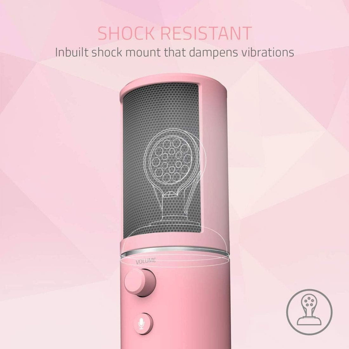 Razer Seiren X Quartz Streaming Microphone Pink RZ19-02290300-R3M1, Compact USB Condenser Microphone, Built-in Shock Absorber, Super cardioid Recording Pattern for Diffuser and Streamer