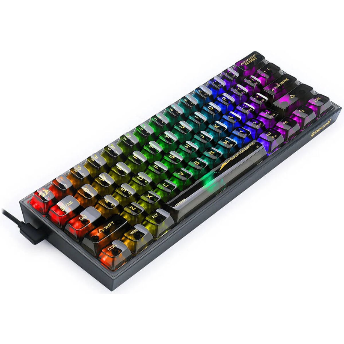 Redragon FIZZ K617CTB-RGB 60% Wired Mechanical Gaming Keyboard, 61 Keys, Full-Transparent Design, RGB Backlighting, Linear Switches, Hot-Swappable, Pro Software, Black | K617CTB-RGB