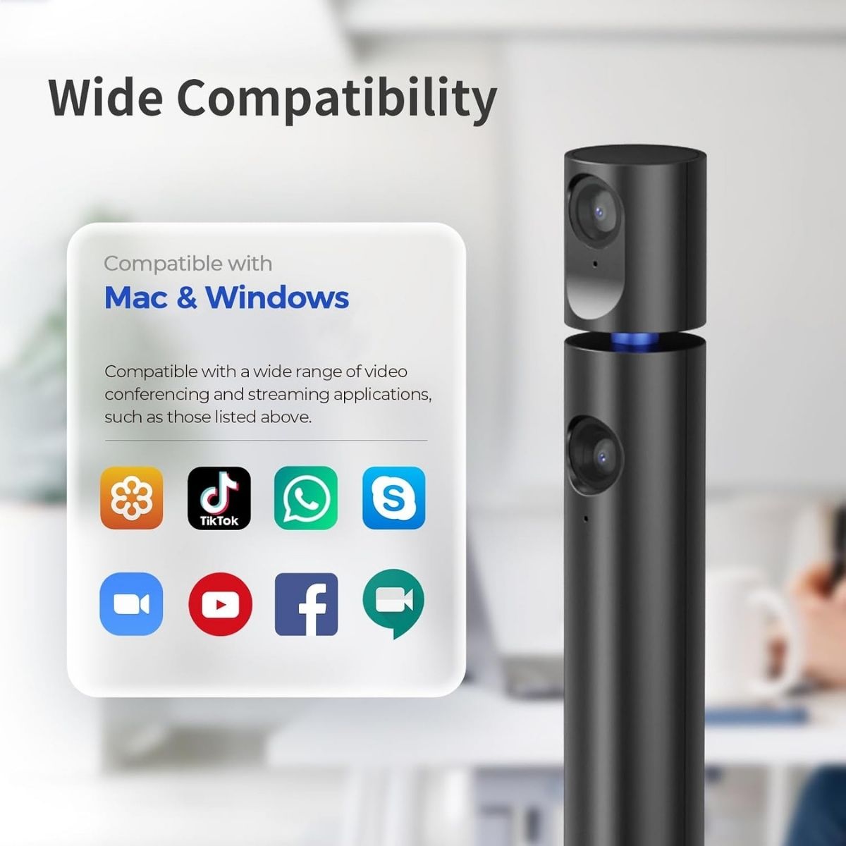 CZUR Halo X Pro Dual Webcam for PC | 1080P | Dual Camera | Built-in Microphone | 90° View