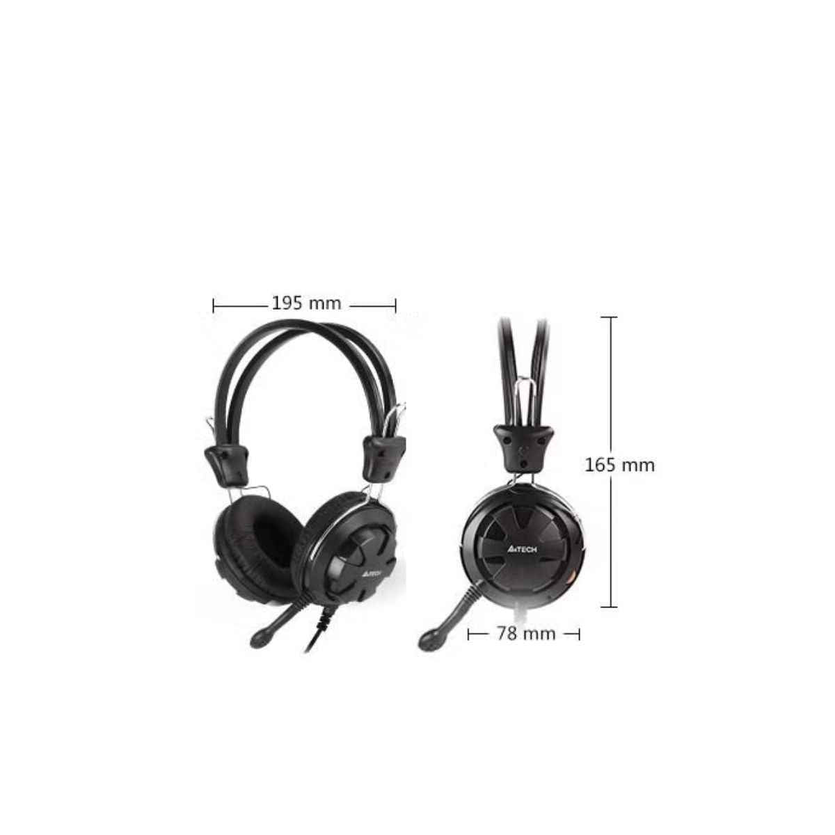 A4Tech HS-28 ComfortFit Stereo Headset – Noise-Cancelling Mic, 3.5mm, Wired (Black)