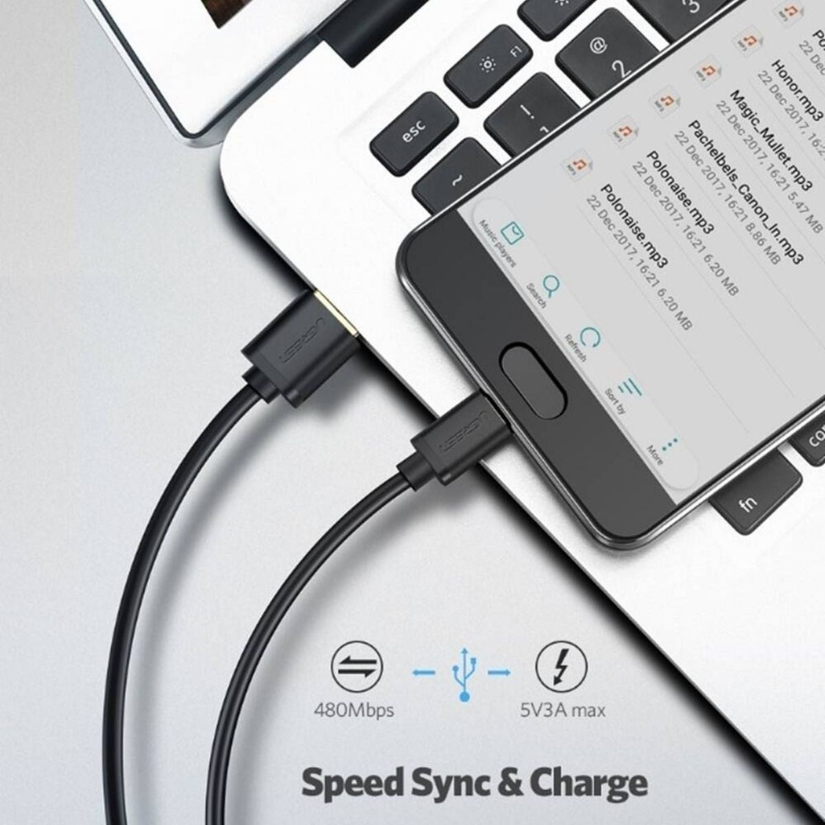 UGREEN 20882 USB 3.0 Type-A Male to USB Type-C Male Cable | 1m | 5Gbps | Up to 3A | Black