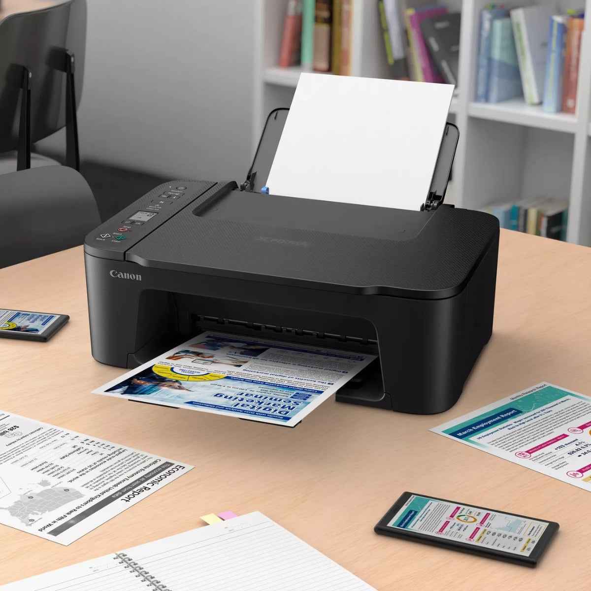 Canon Pixma TS3640 Inkjet Printers, 3.7cm LCD Segment Mono, 4800x1200 DPI, 7.7ipm Mono Print Speed, 4.0ipm Colour Print Speed, 60 Max Sheets, CIS Flatbed Photo & Document Scanner, Black