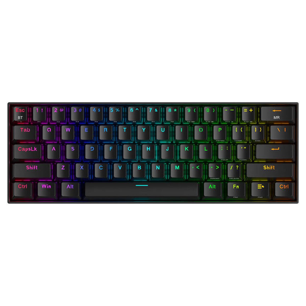 Redragon K530 Pro Draconic 60% Wireless RGB Mechanical Keyboard | Bluetooth 5.0 | Hot-Swappable Switches | Detachable USB Type-C | Red or Brown Switch Options | Black | K530RGB-PRO-RED / K530RGB-PRO-BROWN
