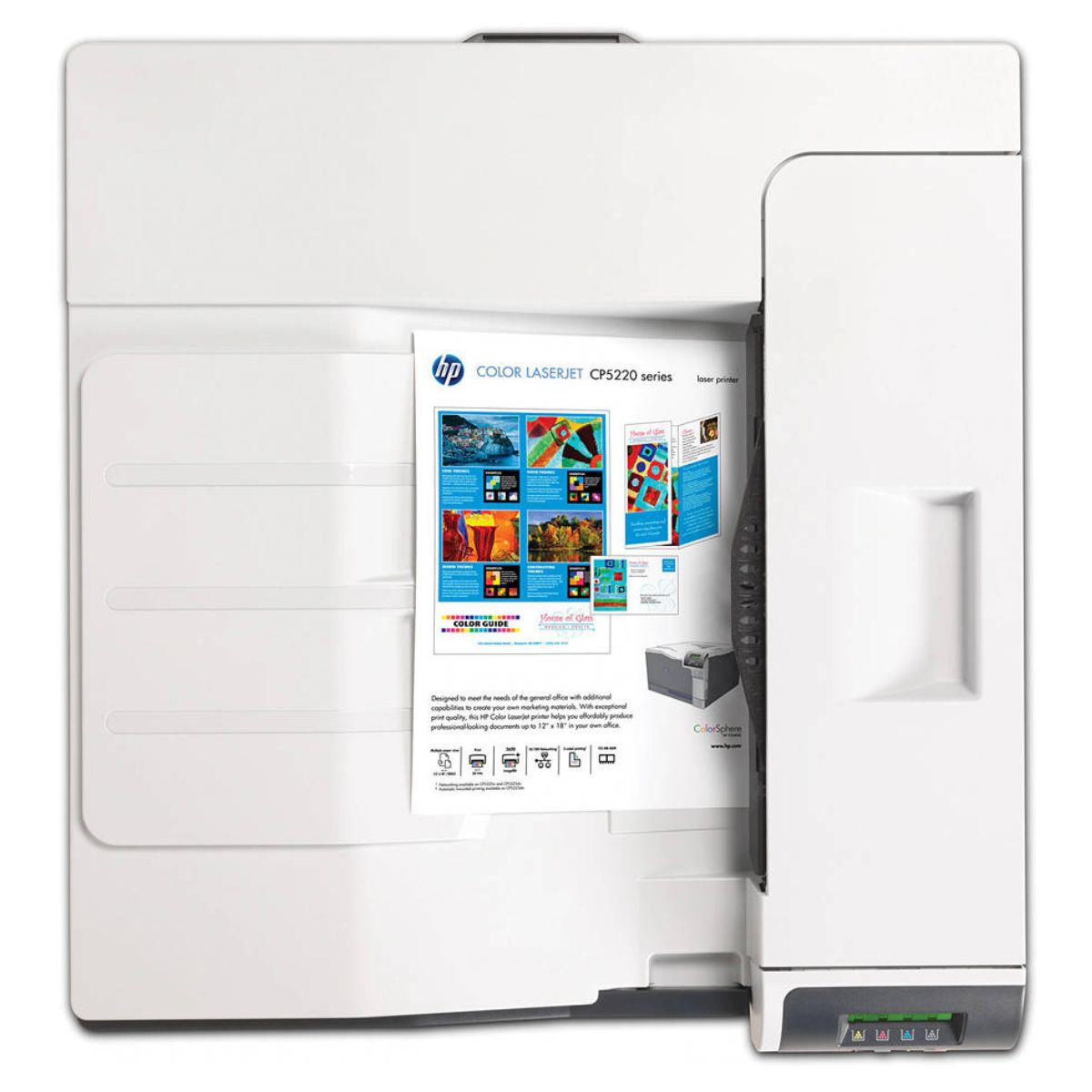 HP CP5225n Color LaserJet A3 Professional Printer, Up to 20ppm Black & Color, Up to 600 x 600 DPI Resolution, 2-Line, 16-Character Backlit Display, 250-Sheet Face-Down Output Bin, White | CE711A