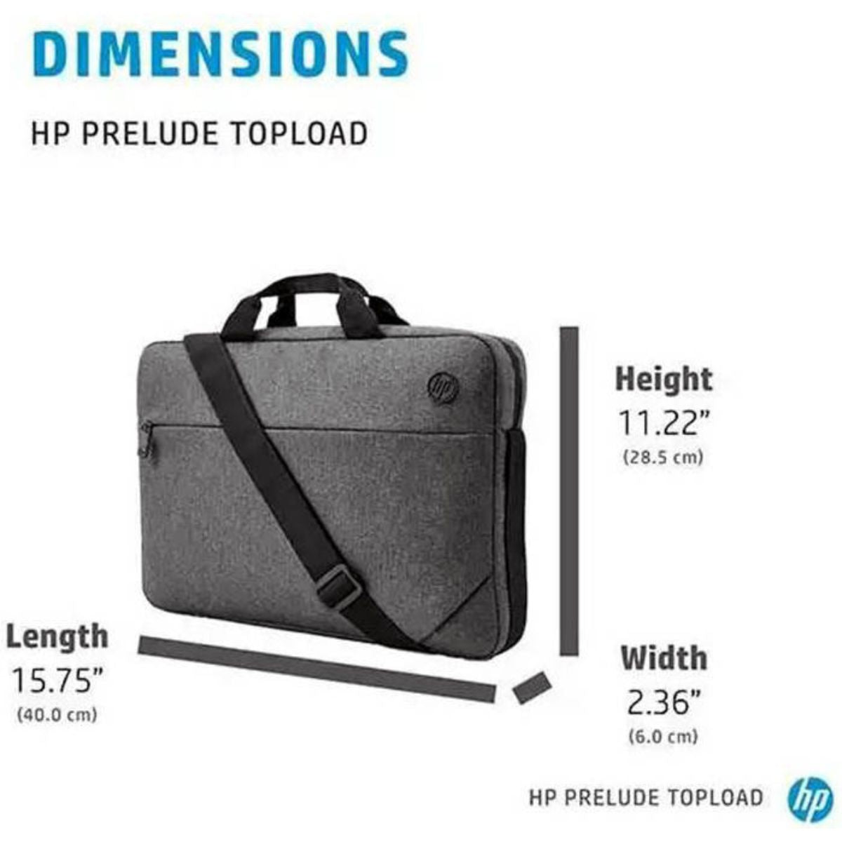 HP Prelude 15.6" Topload Laptop Bag, 14.50 L Capacity, Handle Luggage Strap, Shoulder Strap Carrying, Zipper Closure, Grey | 1E7D7AA