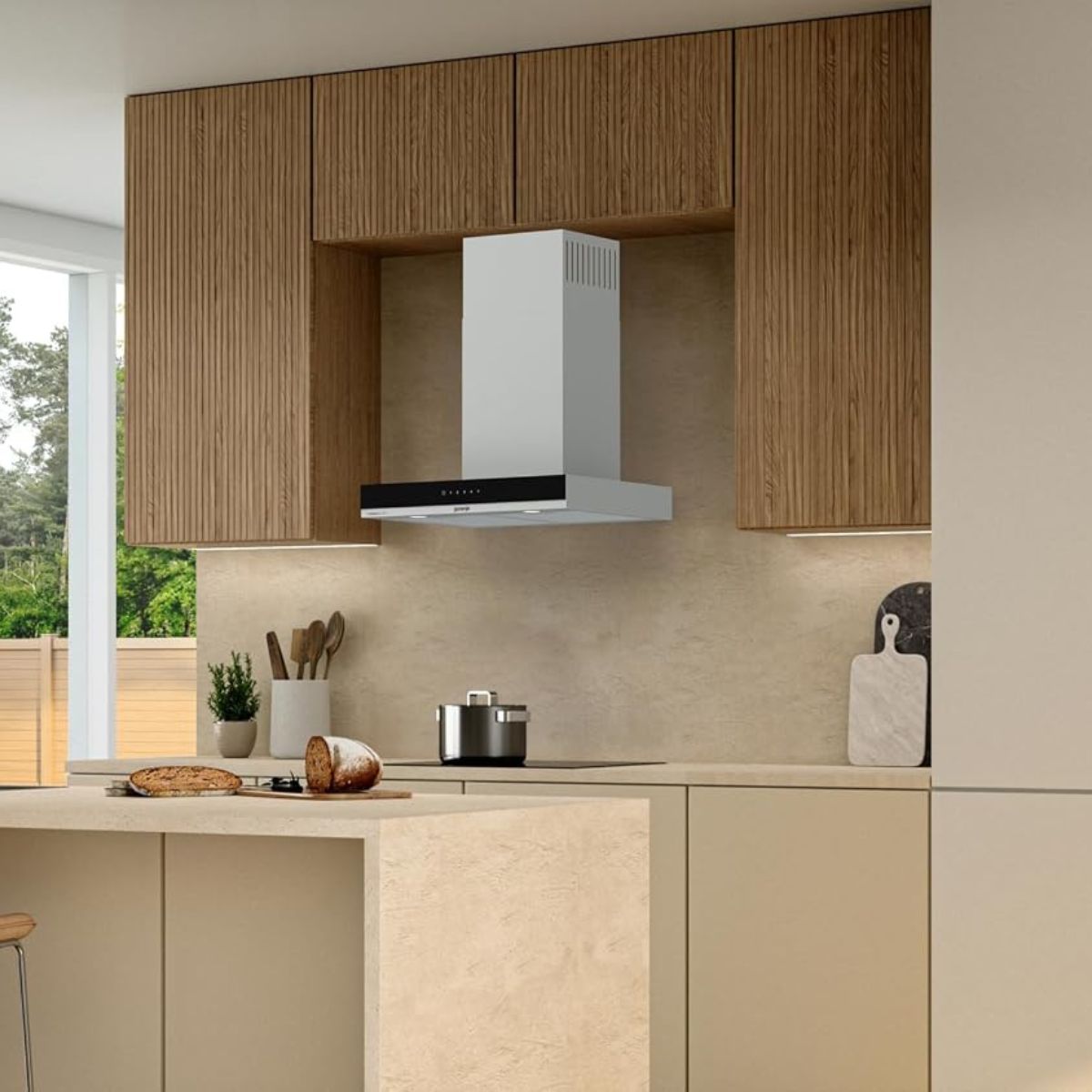 Gorenje WHT644EXGB Built-In Wall Cooker Hood, 60cm, 557m³/h Extraction Rate, T-Shape Design, LED Lighting, Stainless Steel 