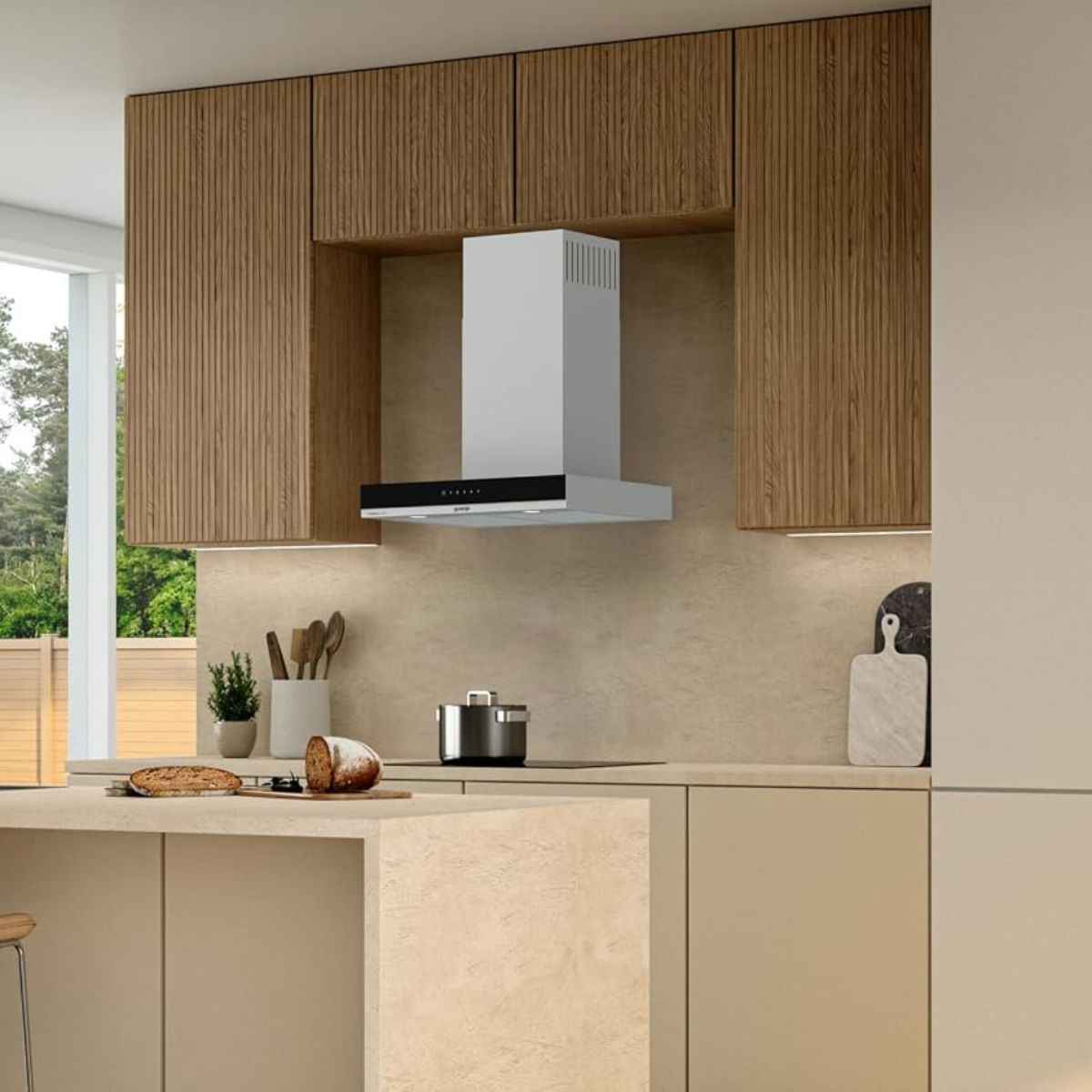 Gorenje WHT644EXGB Built-In Wall Cooker Hood, 60cm, 557m³/h Extraction Rate, T-Shape Design, LED Lighting, Stainless Steel 