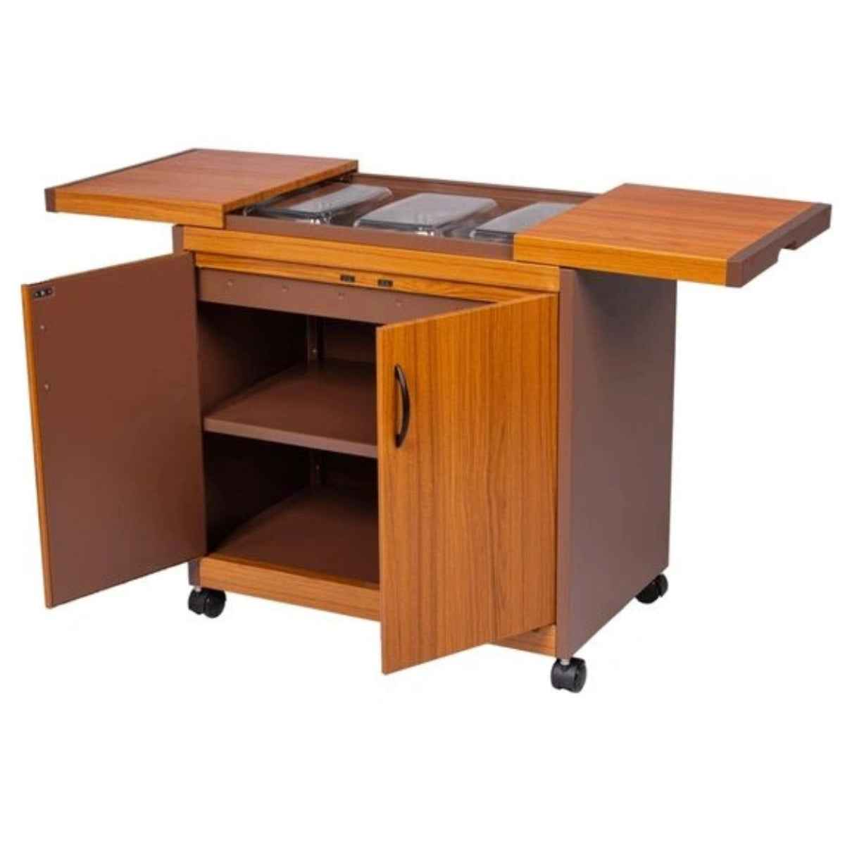 Wolf Power 3 Dish Food Warmer Trolley with Slide Cover – Golden Oak | Model WPS6232GO