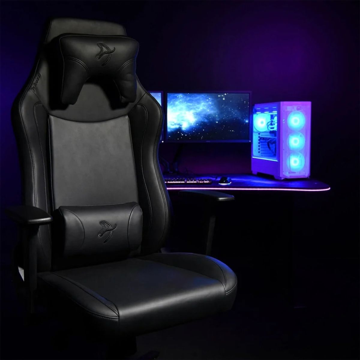 Arozzi Vernazza XL Soft PU Leather Ergonomic Office & Gaming Chair | High Backrest | Reclining | Adjustable Lumbar & Neck Support | Black