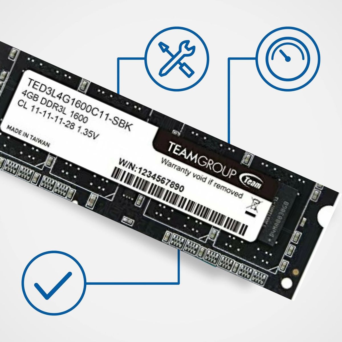 Team TED3L4G1600C11-S01 4GB DDR3L Laptop RAM – 1600MHz, CL11, SO-DIMM, 1.35V