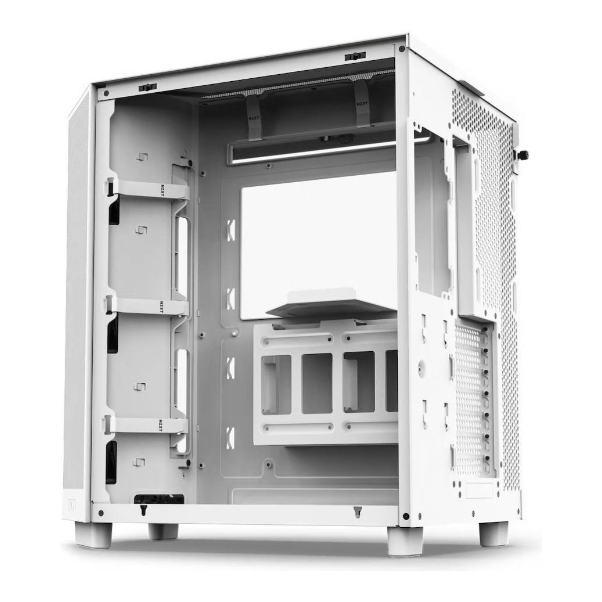 NZXT H6 Flow CC-H61FW-01 Compact Dual-Chamber Airflow Mid-Tower ATX White Case, Panoramic Glass Panels, Up to 360 mm Radiator & 3x 120mm F120Q Fans, Cable Management, USB-C 3.2 / USB-A 3.2