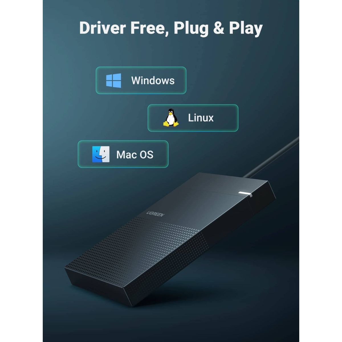 UGREEN USB 3.0 to SATA Hard Drive Enclosure | 2.5-inch HDD/SSD | 5Gbps | 7mm/9.5mm Support | Black | 30719