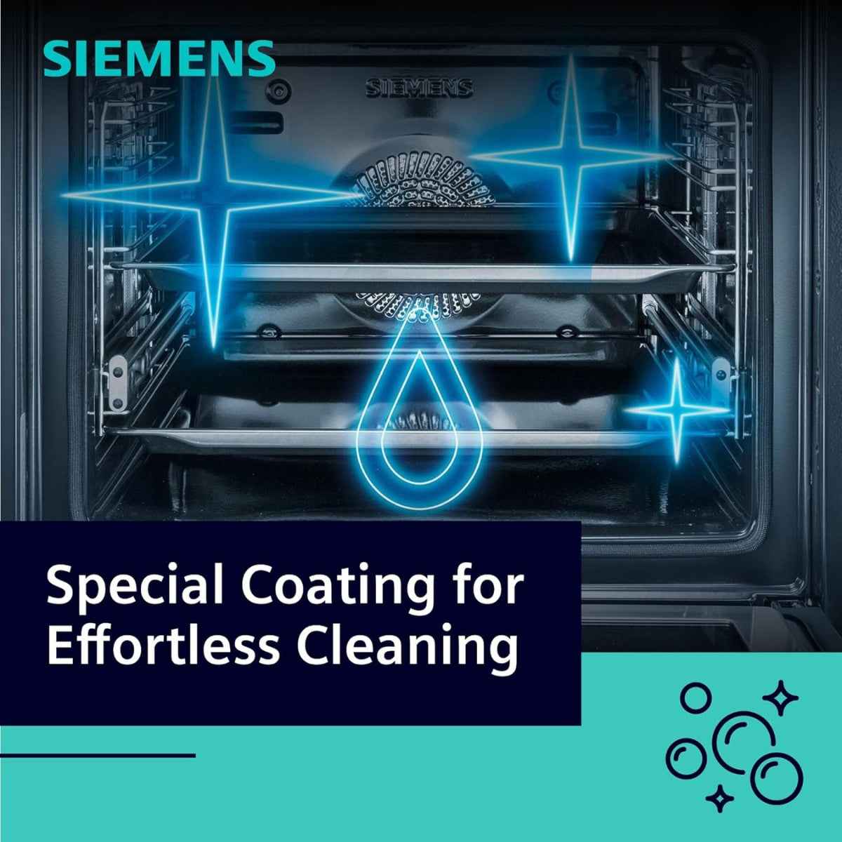 Siemens iQ300 Free-Standing Electric Cooker HK8Q3A150M Ceramic Hob, Stainless Steel, Digital Display, 66L Volume, 60cm Cooker, Ceramic Cooker, 6 Cooking Modes, Red LED Display With Knob Control Interface