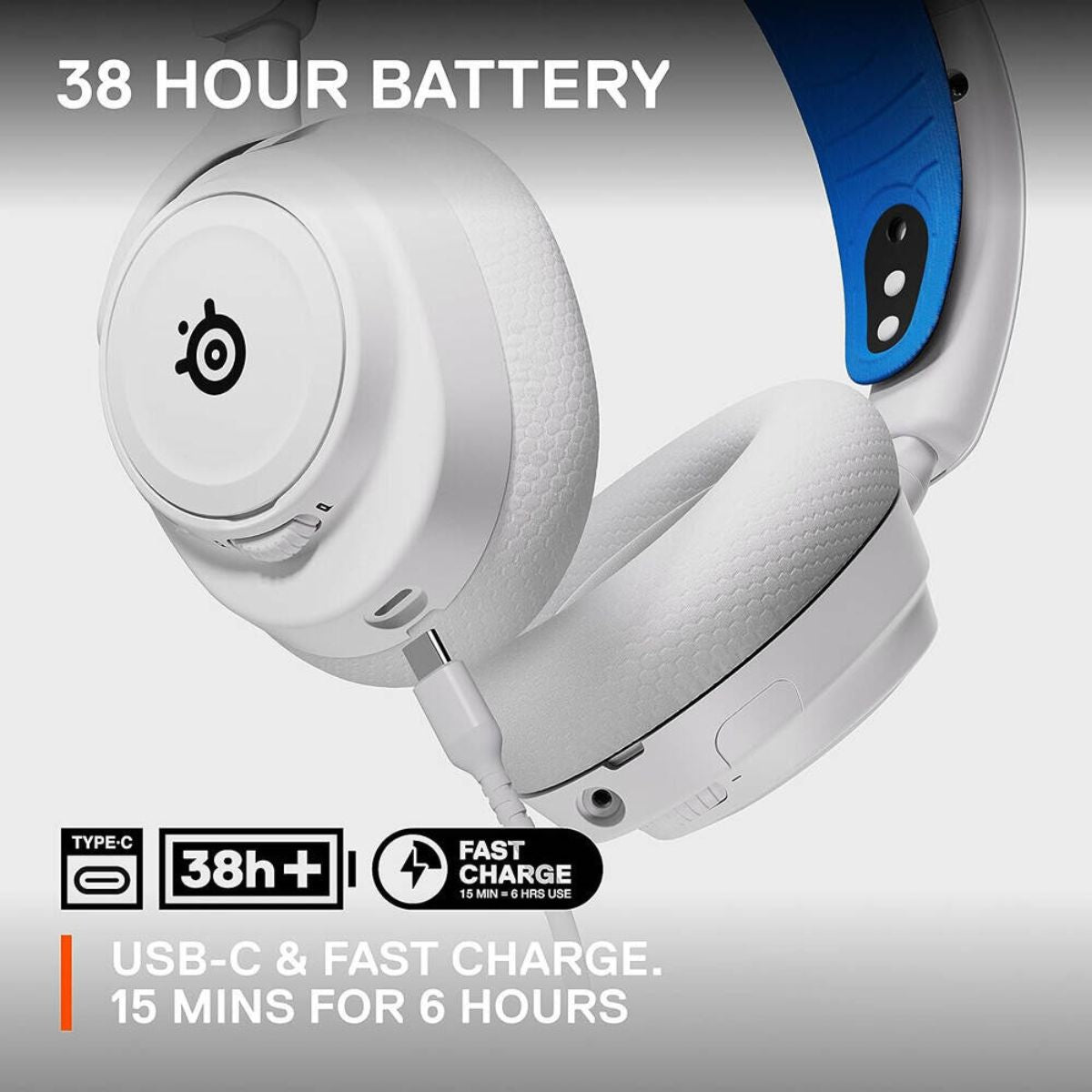 SteelSeries Arctis Nova 7P Wireless Multi-System Gaming & Mobile Headset, Nova Acoustic System, 2.4GHz & Simultaneous Bluetooth, 38Hr Battery, ClearCast Gen2 Mic, PlayStation, PC, White | 61561
