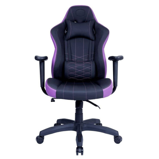 Cooler Master Caliber E1 Series Gaming Chair | Fixed Armrest | Ergonomic Headrest & Lumbar Support | 90°–135° Recline | Perforated PU | High Density Foam | Black, Purple | CMI-GCE1-BK, CMI-GCE1-PR