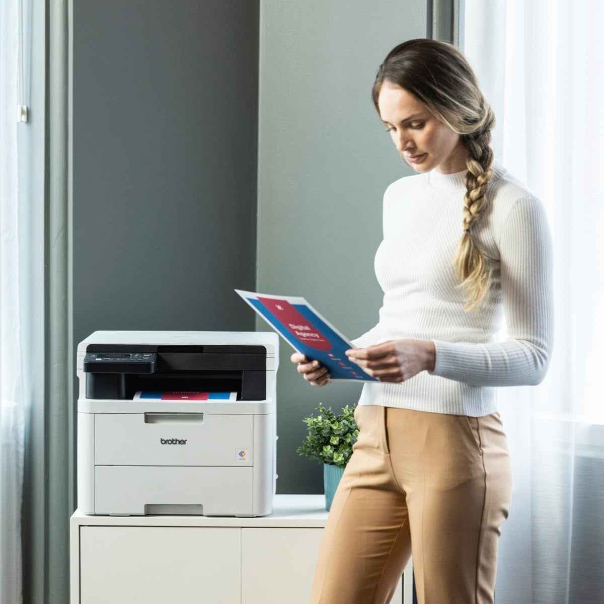 Brother DCP-L3520CDW Color Laser Printer – Print, Scan, Copy, 18/19 ppm, 600 × 600 dpi, WiFi, Duplex Printing, 250-Sheet Tray, White | DCP-L3520CDW