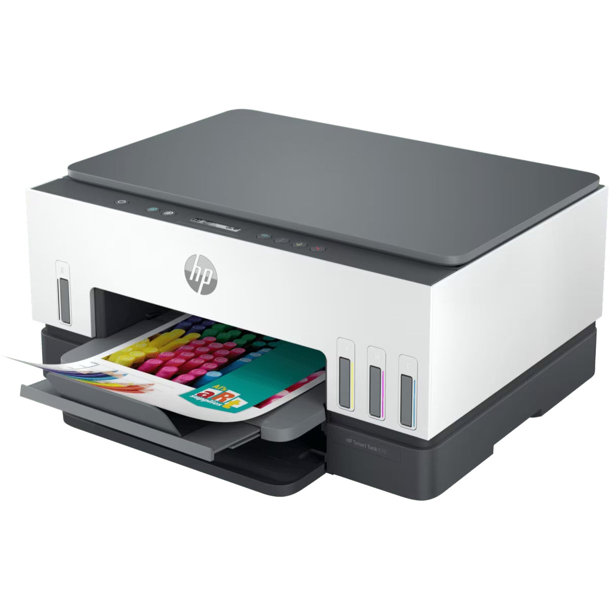 HP Smart Tank 670 All-in-One Printer, Print, Scan, Copy, Wireless, Scan To PDF, Fast Two-sided Printing, Up To 18,000 Black Or 8,000 Color Pages, White/Grey - 6UU48A