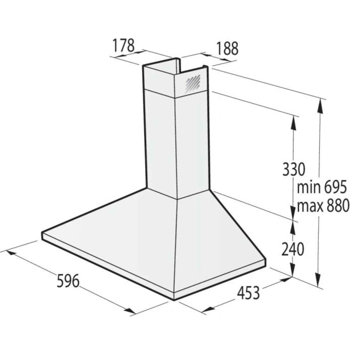 Gorenje WHC624EX Built-In Pyramid/Chimney Hood – 60 cm, Stainless Steel