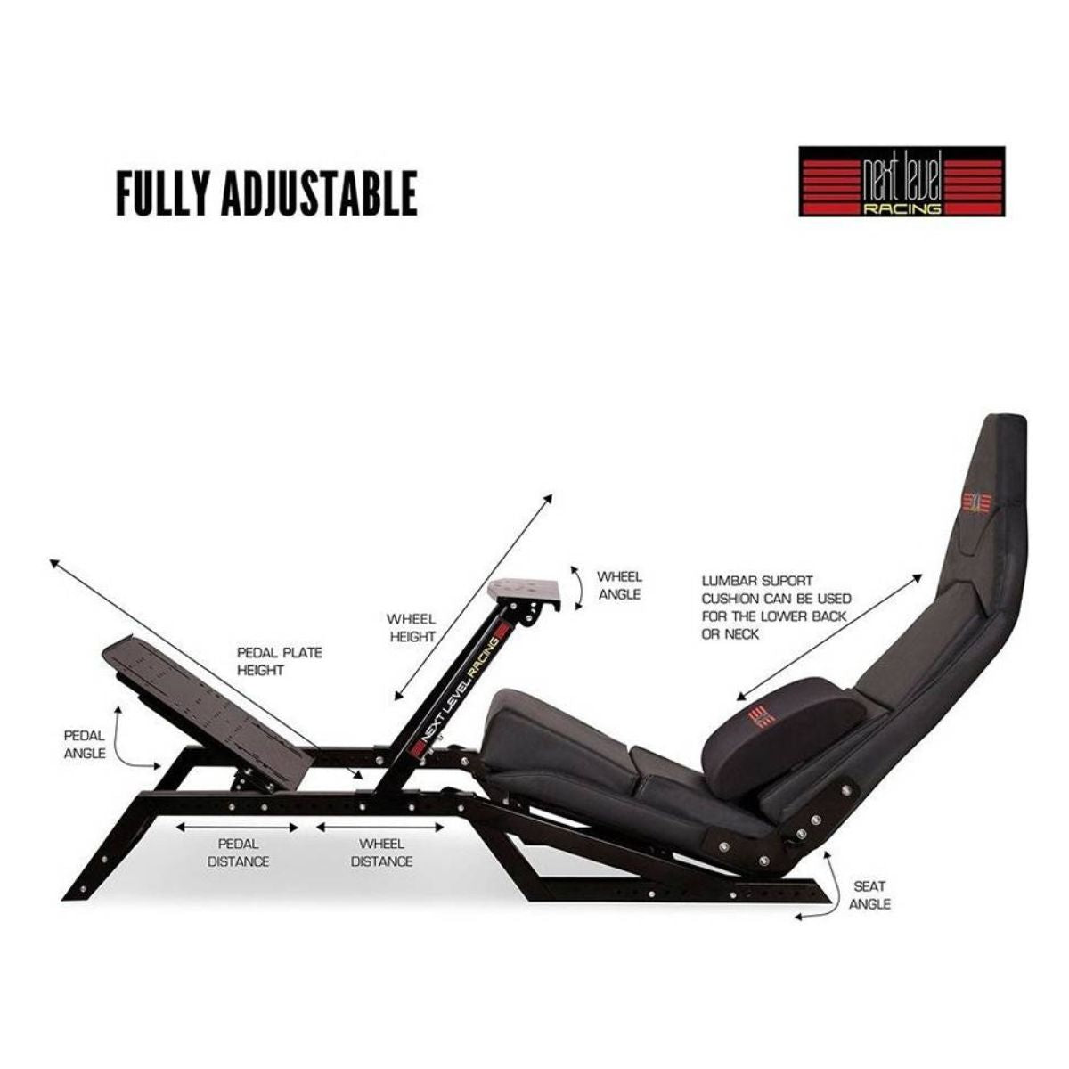 Next Level Racing F-GT Simulator Cockpit Gaming Chair – Dual Position Formula & GT Racing Cockpit, Fully Adjustable, Seat Slider, Gear Shifter Support & Lumbar Support Cushion, Black (NLR-S010)