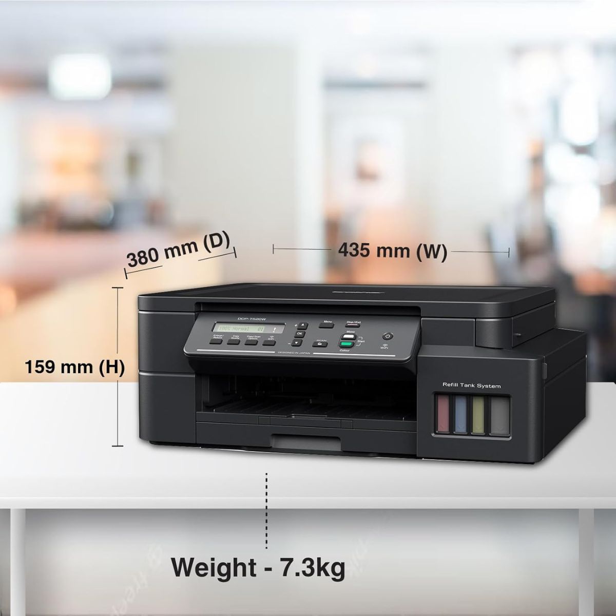 طابعة Brother DCP-T520W الكل في واحد بخزان حبر، طباعة عالية الجودة، بتكلفة منخفضة - راحة لاسلكية