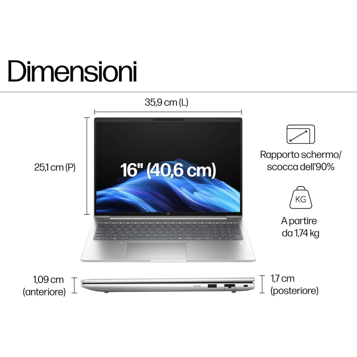 HP ProBook 460 G11 Laptop, 16" WUXGA IPS Display, Intel Core Ultra 7 155U, 16GB RAM, 512GB SSD, Intel Graphics, Backlit Keyboard, No OS, Pike Silver | A38BGET / D2FP5ET