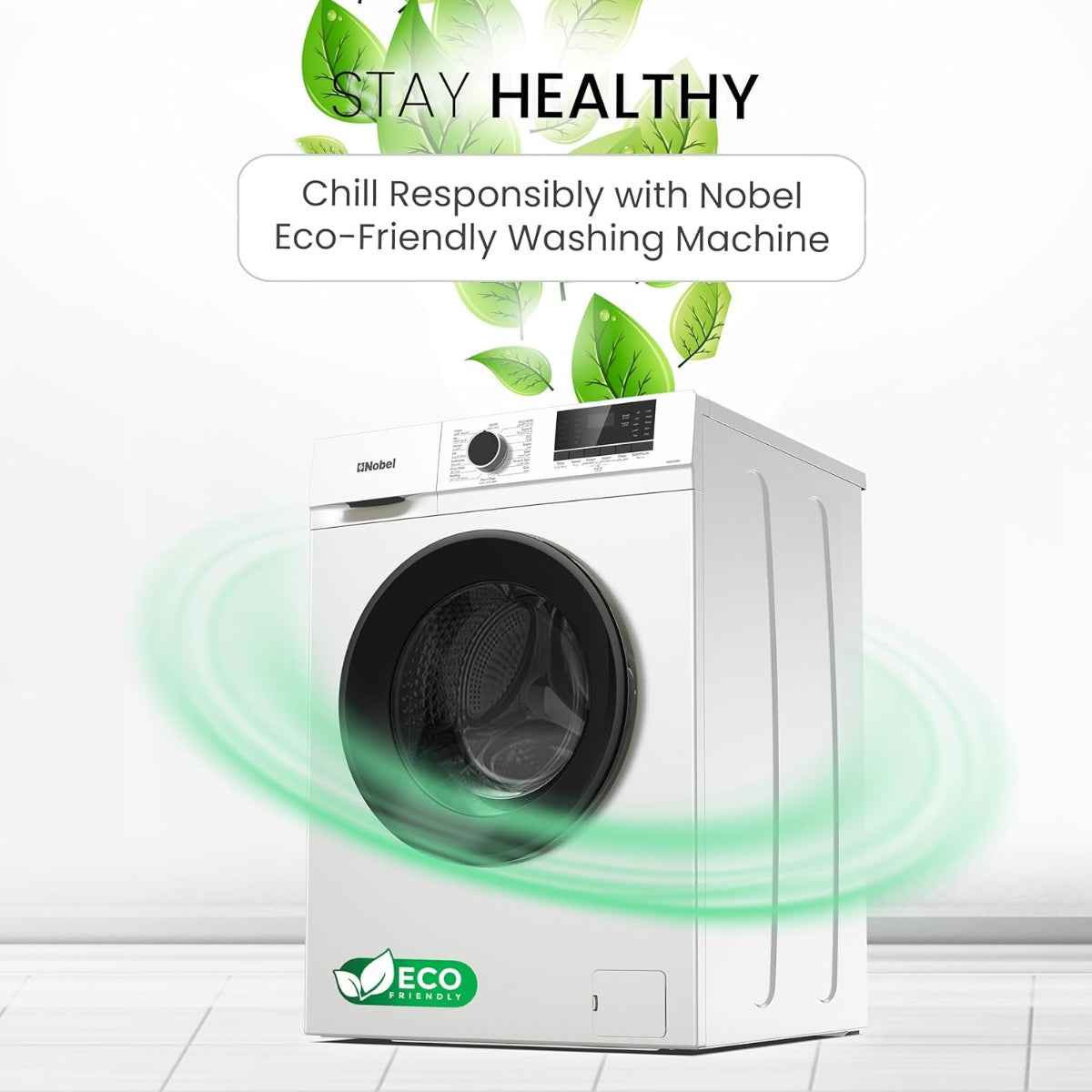 Nobel NWM760RH 6kg Front Load Washer White Color, 1000RPM, 15 Programs
