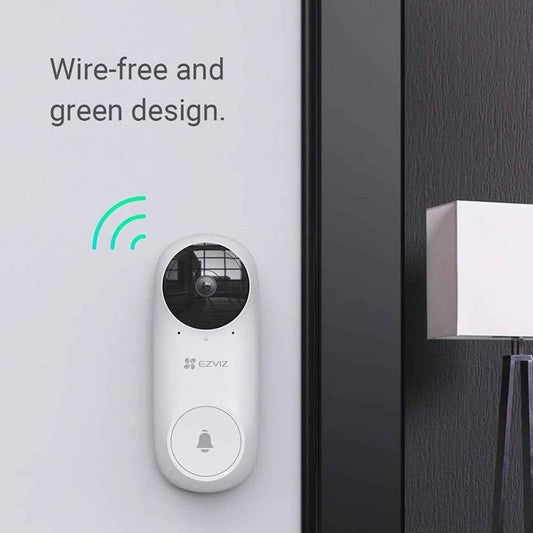 EZVIZ DB2C Kit - Wire-Free Video Doorbell with Chime, 1080p, 160° Vertical Field of View, Advanced PIR Person Detection, Tamper Alarm, Night Vision up to 6 m, Wi-Fi Chime Included