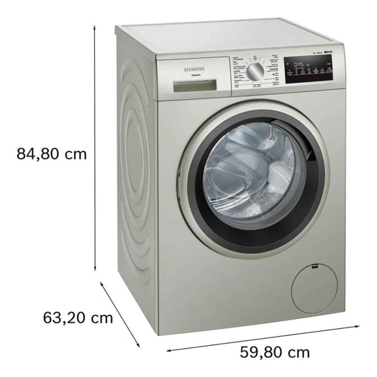 Siemens iQ300 8kg Front Load Fully Automatic Washing Machine WM14U28XGC, Capacity, iQ drive Motor, 1400 RPM Max Spin Speed, wave Drum, Speed Pack L, Silver Inox