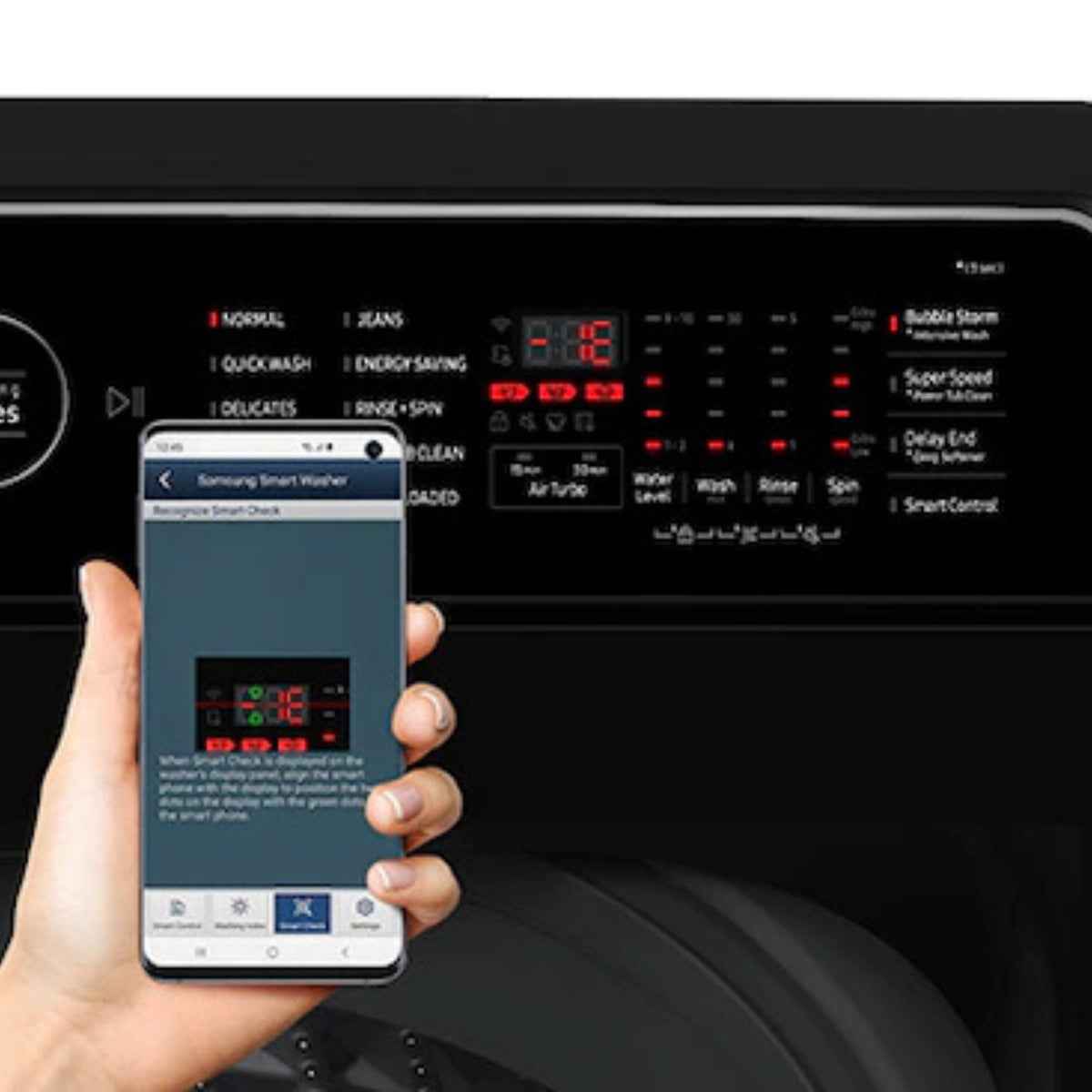Samsung WA5000C / WA10CG5745BVGU 10kg Top-Load Washing Machine — Eco Bubble™, Digital Inverter Technology, Super Speed, Black Caviar Matt