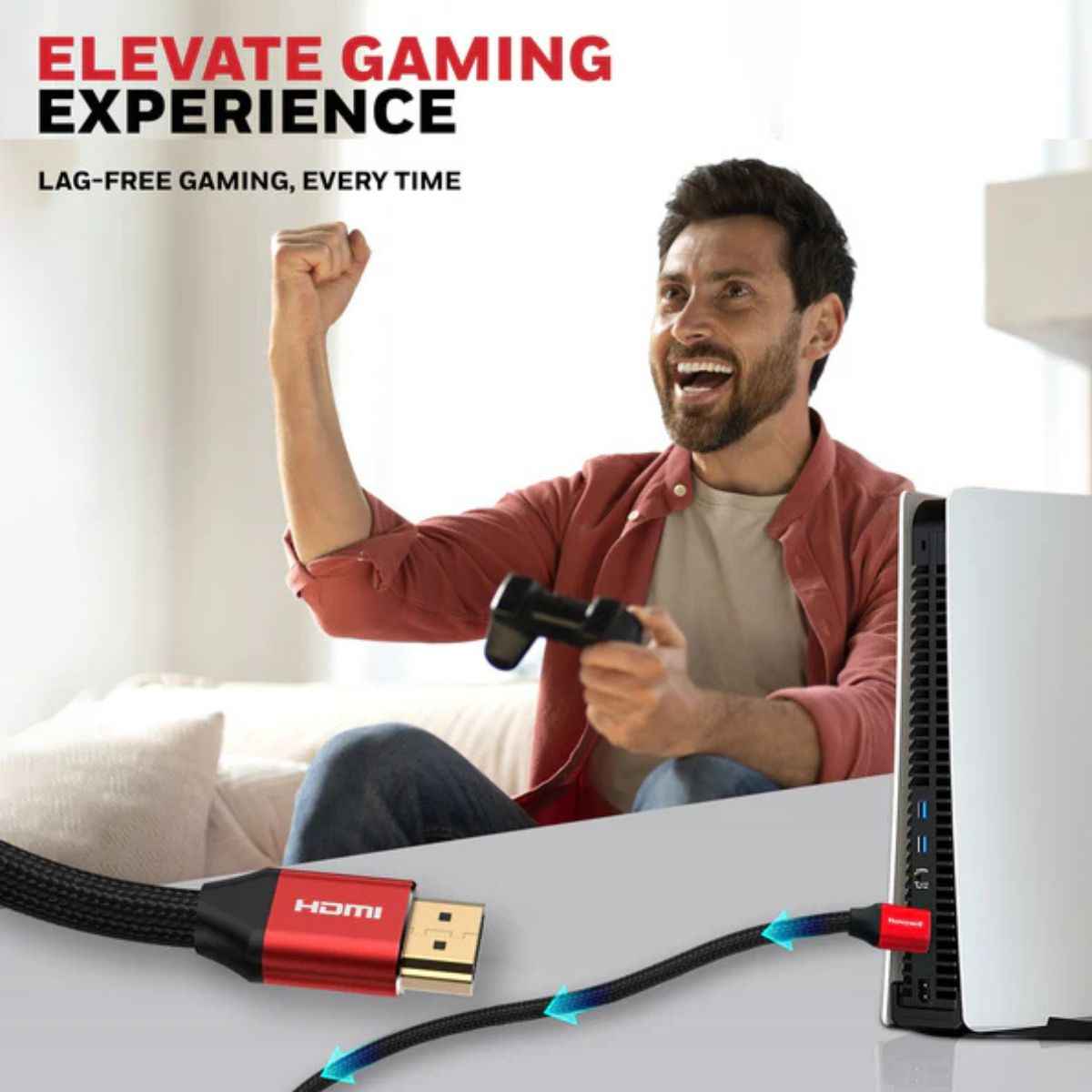 Honeywell High-Speed HDMI 2.1 Cable with Ethernet, 8k@60Hz, 4K@120Hz UHD Resolution, 1/2/3 Mtr(3.3ft), 48 GBPS High Speed, Compatible with All HDMI-Enabled Devices