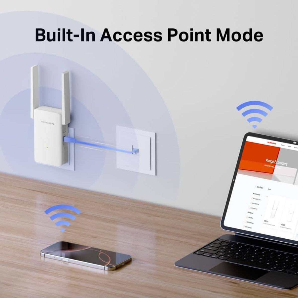 MERCUSYS ME80X AX3000 Wi-Fi 6 Range Extender | Dual-Band 3000 Mbps | Gigabit Ethernet | EasyMesh | Access Point Mode