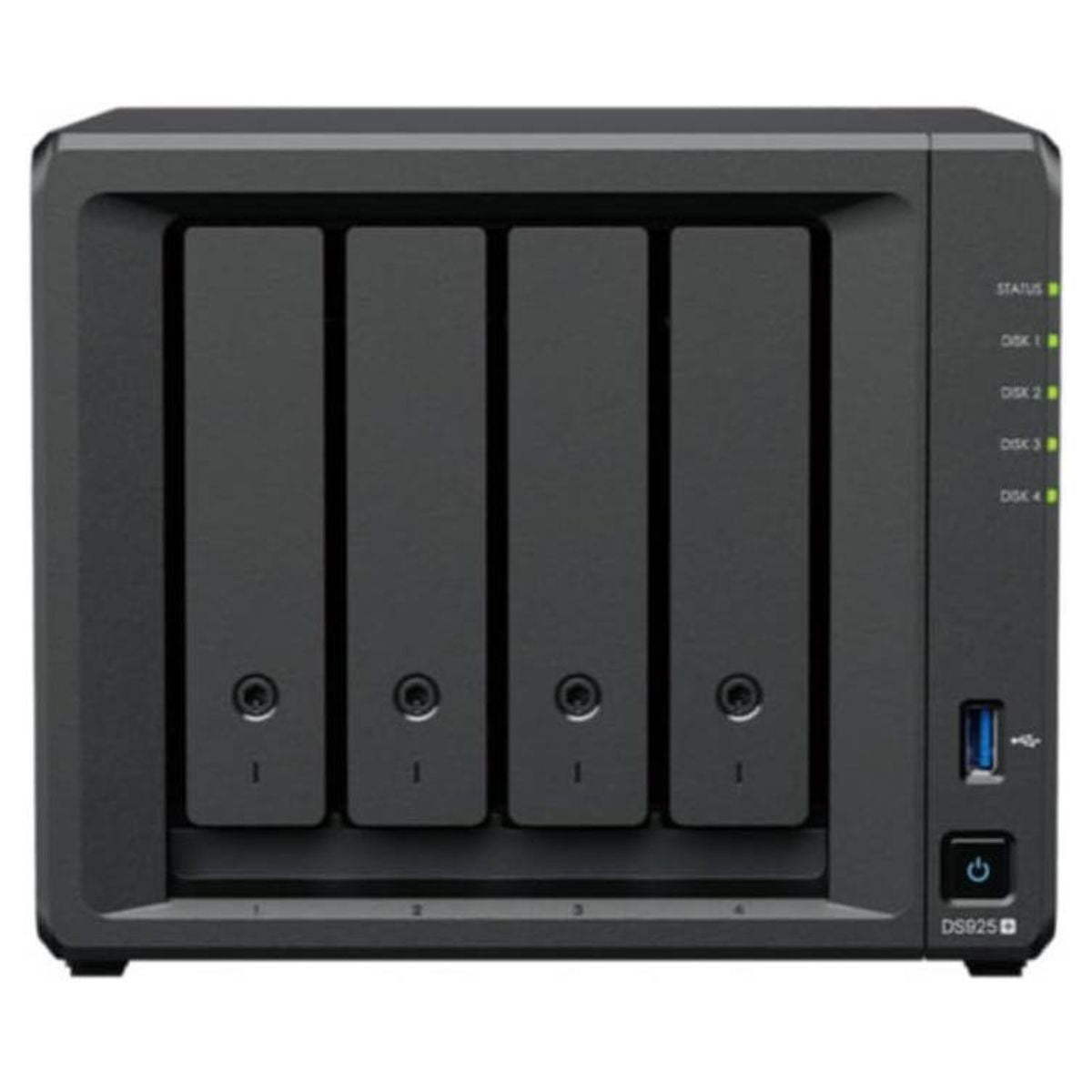 Synology DiskStation DS925+ 4-Bay NAS Server | AMD Ryzen V1500B Processor | 4GB RAM | Hot-Swappable Drive Bays | NVMe SSD Support | Black | DS925+
