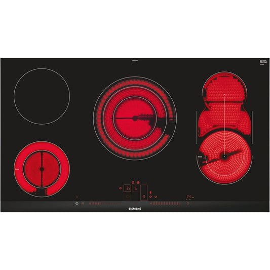 Siemens 90cm Built-In Electric Hob – Ceramic Surface, 5 Zones, Dual Light Slider Touch Control (Model: ET975LMP1D)